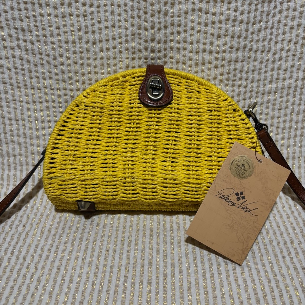 Patricia Nash | Spring Wicker Bonella Goldenrod Yellow Retro Crossbody Purse